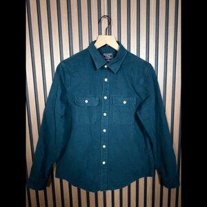 Abercrombie & Fitch Shirt Small Green Flannel Slim Pocket Button Up Long Sleeve